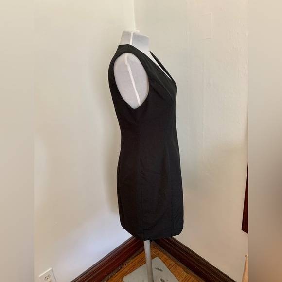 NWT REVOLVE MINIMALIST lovers COMMENSE Black Linen Blend V-Neck Dress Large Mini - Picture 9 of 16